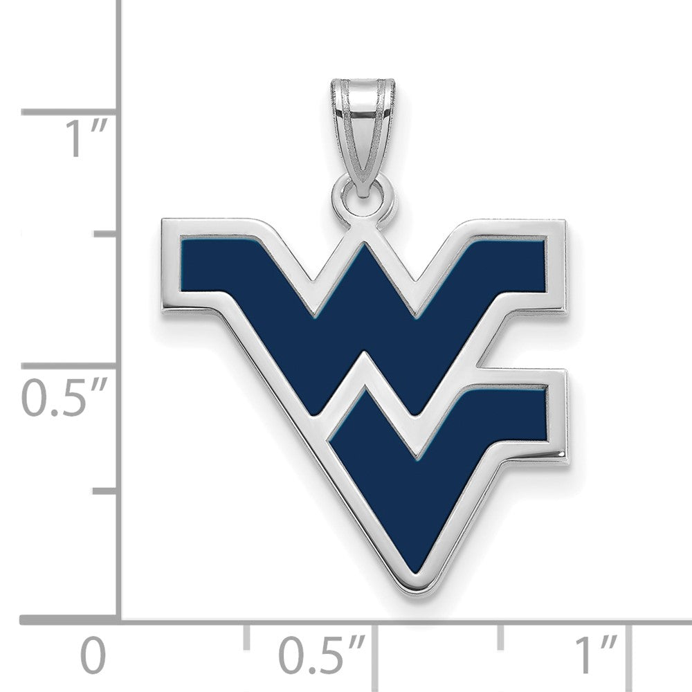 Sterlingsilber Rhodiniert Logoart West Virginia University W V Groß Emailliert Anhänger