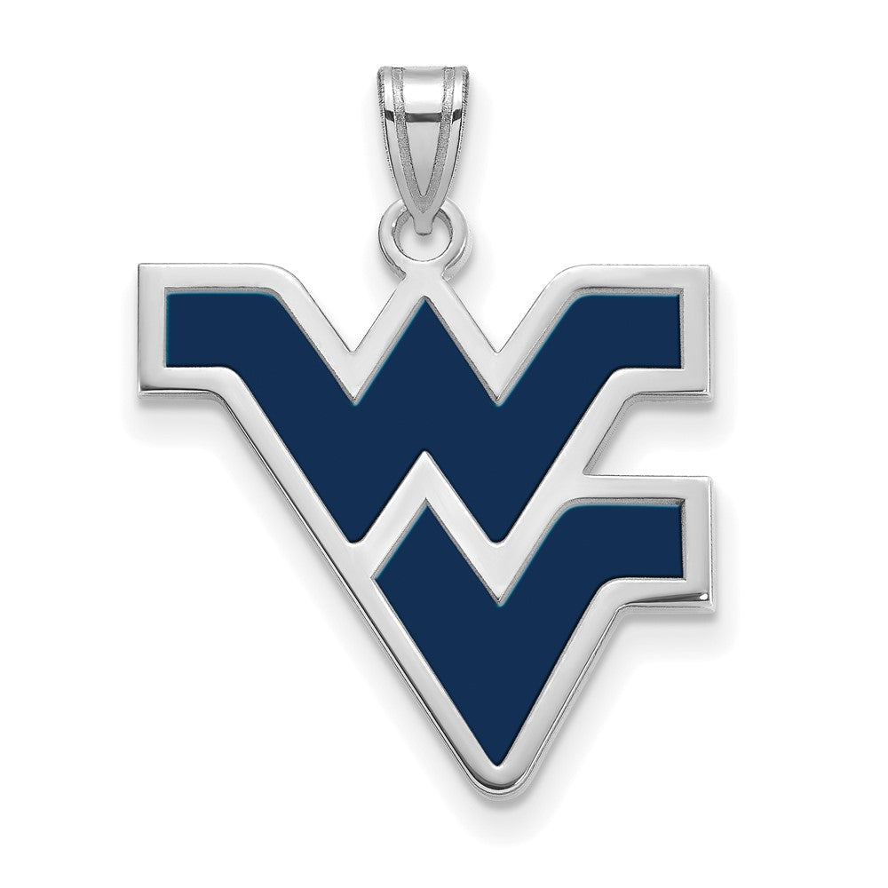 Sterlingsilber Rhodiniert Logoart West Virginia University W V Groß Emailliert Anhänger