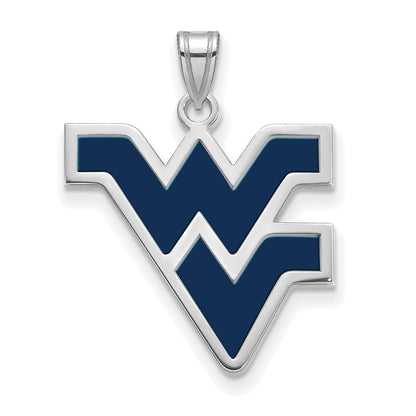 Sterlingsilber Rhodiniert Logoart West Virginia University W V Groß Emailliert Anhänger