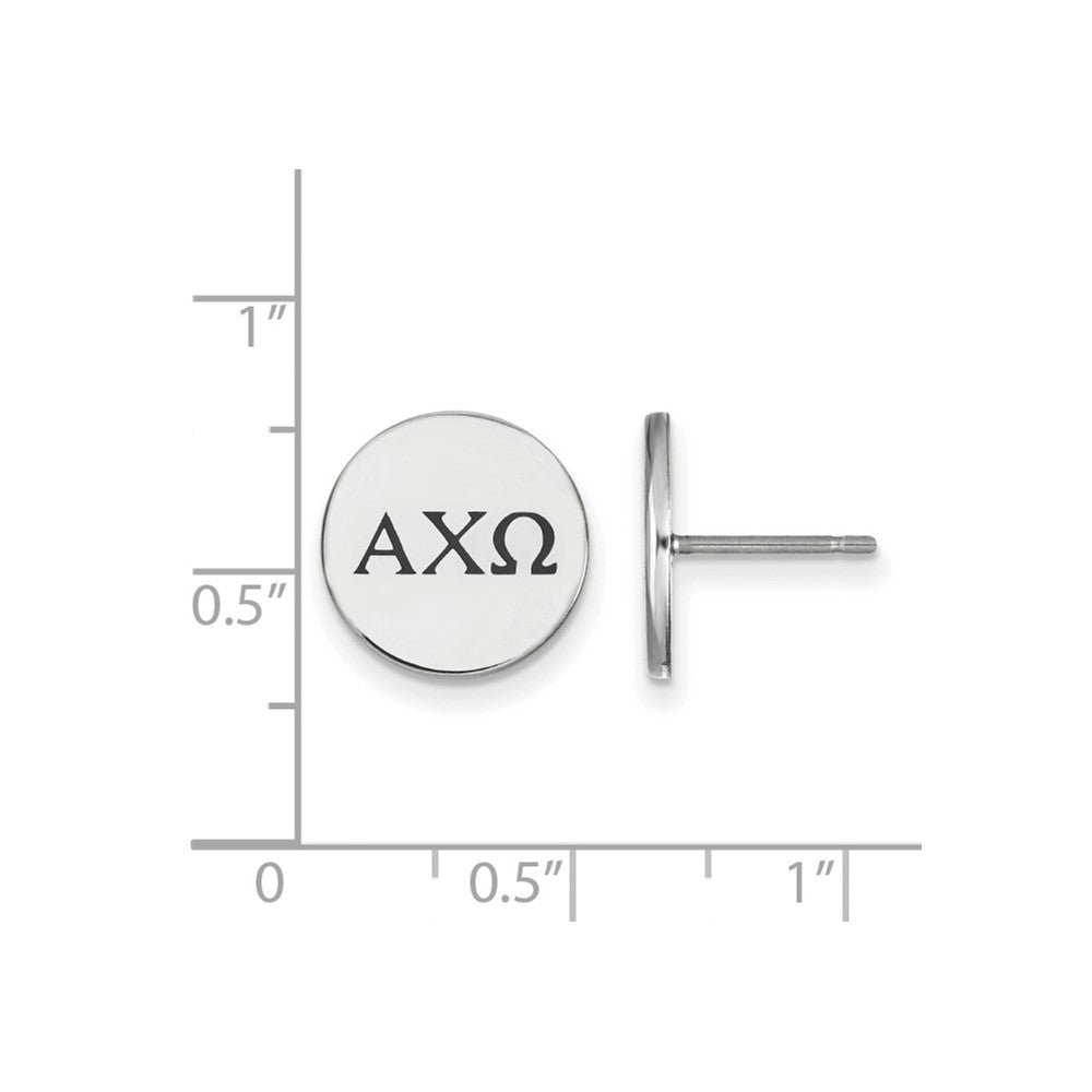Sterlingsilber Rhodiniert Logoart Alpha Chi Omega Sorority Greek Buchstaben Schwarz Emaille Ohrstecker