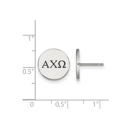 Sterlingsilber Rhodiniert Logoart Alpha Chi Omega Sorority Greek Buchstaben Schwarz Emaille Ohrstecker