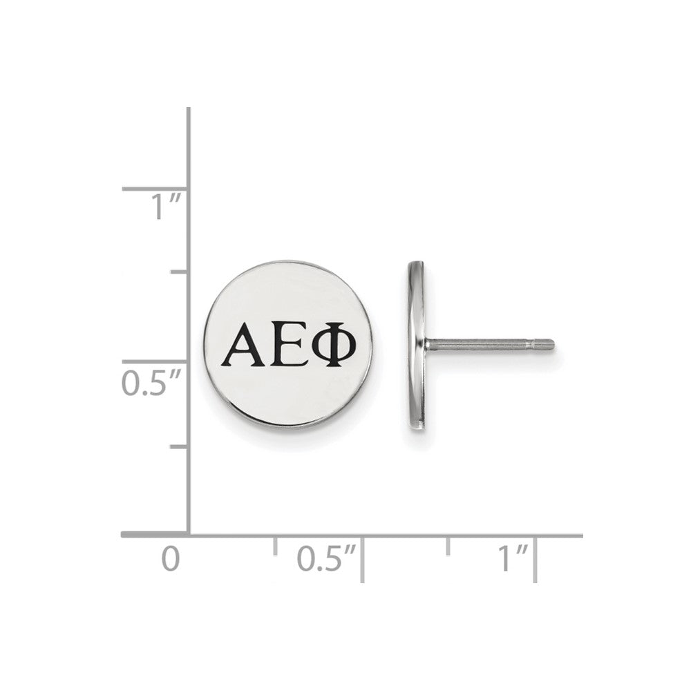 Sterlingsilber Rhodiniert Logoart Alpha Epsilon Phi Sorority Greek Buchstaben Schwarz Emaille Ohrstecker