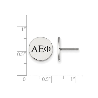 Sterlingsilber Rhodiniert Logoart Alpha Epsilon Phi Sorority Greek Buchstaben Schwarz Emaille Ohrstecker
