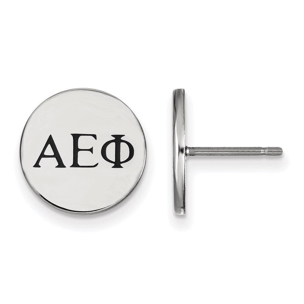 Sterlingsilber Rhodiniert Logoart Alpha Epsilon Phi Sorority Greek Buchstaben Schwarz Emaille Ohrstecker