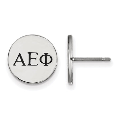 Sterlingsilber Rhodiniert Logoart Alpha Epsilon Phi Sorority Greek Buchstaben Schwarz Emaille Ohrstecker