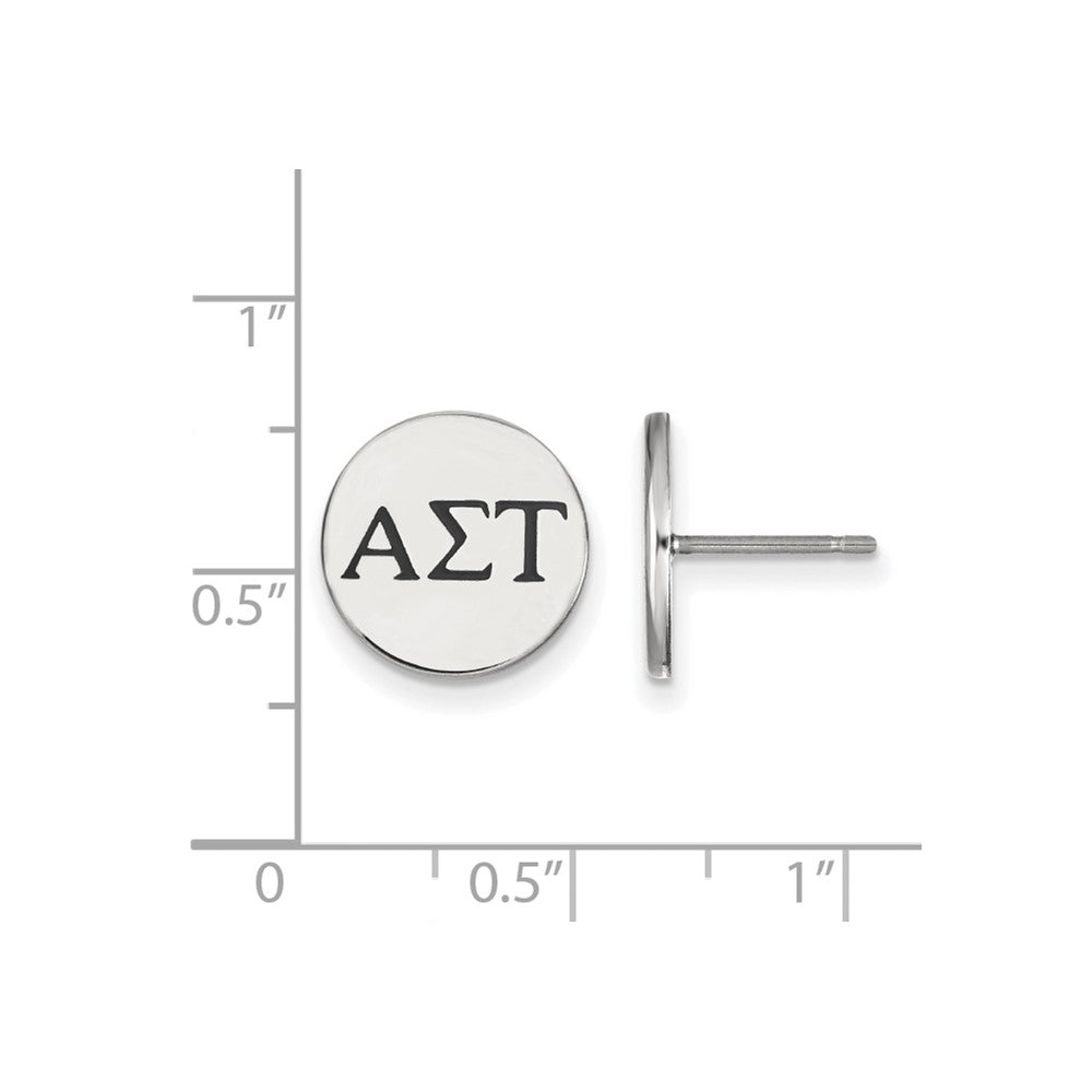 Sterlingsilber Rhodiniert Logoart Alpha Sigma Tau Sorority Greek Buchstaben Schwarz Emaille Ohrstecker