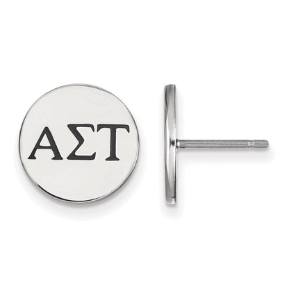 Sterlingsilber Rhodiniert Logoart Alpha Sigma Tau Sorority Greek Buchstaben Schwarz Emaille Ohrstecker