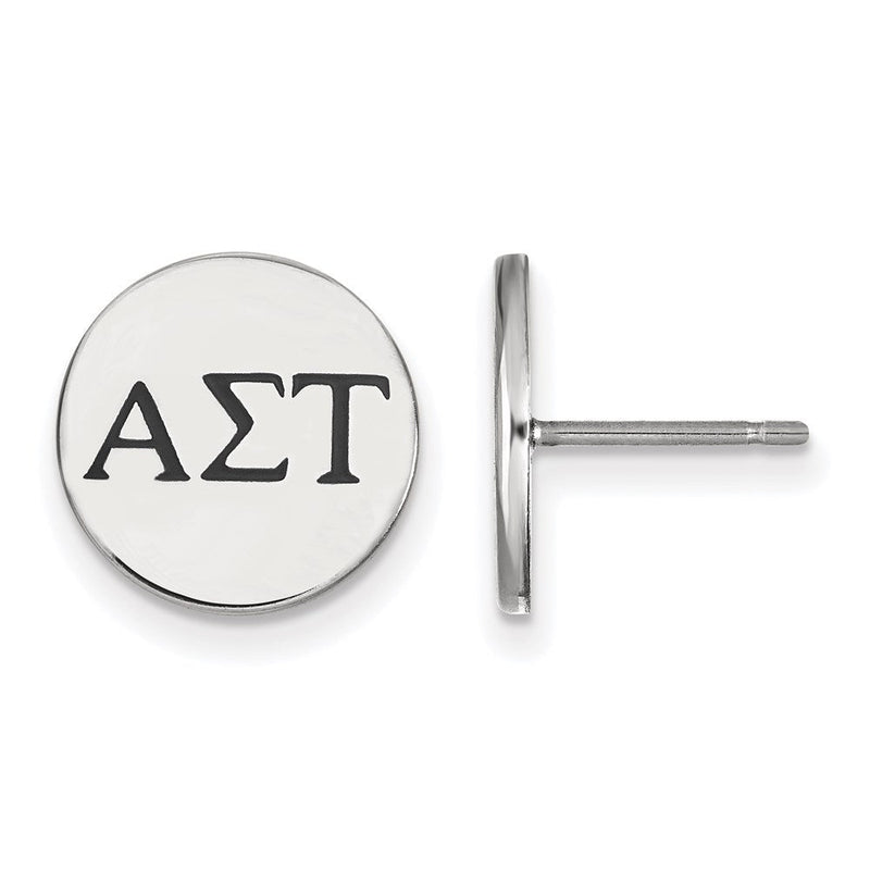 Sterlingsilber Rhodiniert Logoart Alpha Sigma Tau Sorority Greek Buchstaben Schwarz Emaille Ohrstecker