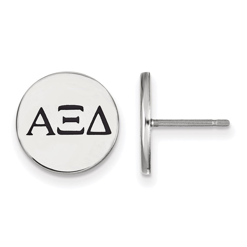 Sterlingsilber Rhodiniert Logoart Alpha Xi Delta Sorority Greek Buchstaben Schwarz Emaille Ohrstecker