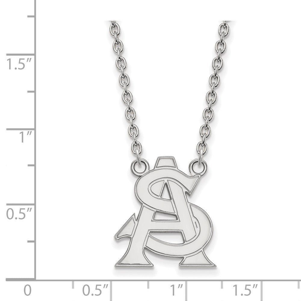 Sterlingsilber Rhodiniert Logoart Arizona State University A S Groß Anhänger 18 Zoll Halskette