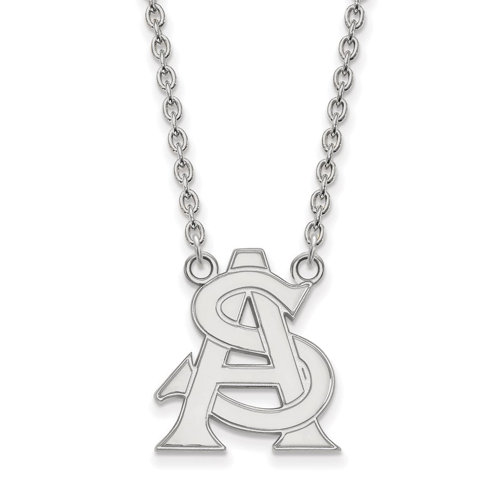 Sterlingsilber Rhodiniert Logoart Arizona State University A S Groß Anhänger 18 Zoll Halskette
