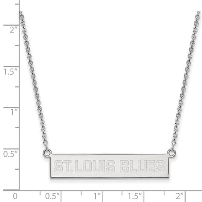 Sterlingsilber Rhodiniert Nhl Logoart St. Louis Blues Klein Stab 18 Zoll Halskette