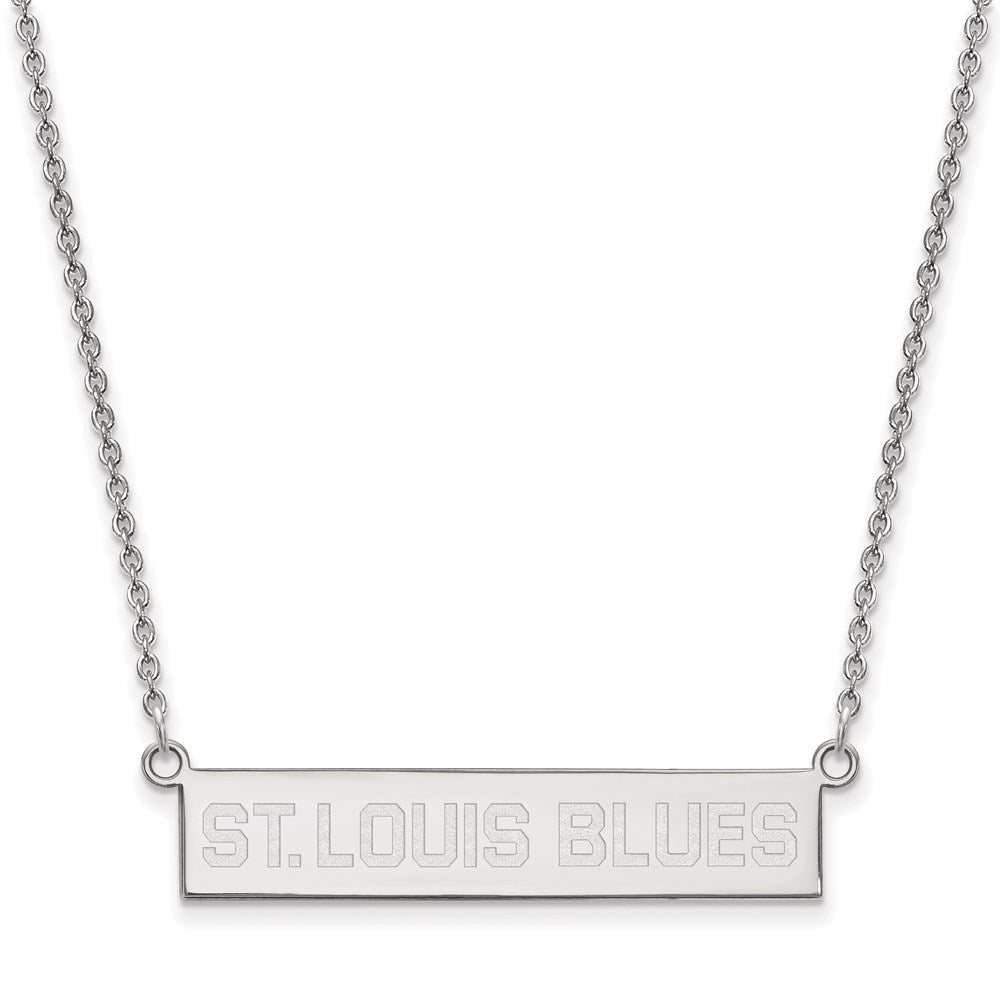 Sterlingsilber Rhodiniert Nhl Logoart St. Louis Blues Klein Stab 18 Zoll Halskette
