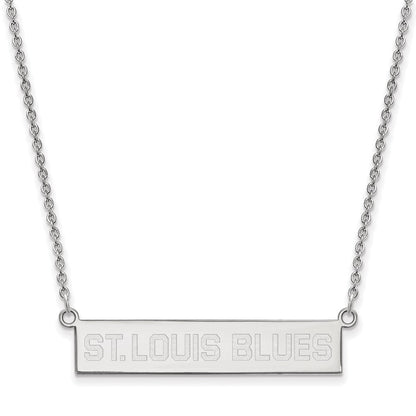 Sterlingsilber Rhodiniert Nhl Logoart St. Louis Blues Klein Stab 18 Zoll Halskette