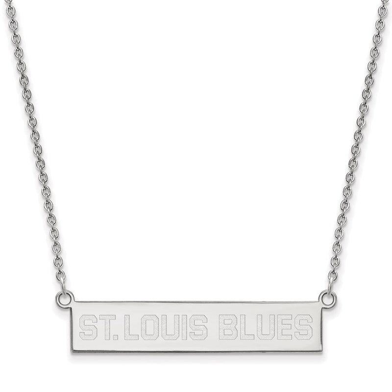 Sterlingsilber Rhodiniert Nhl Logoart St. Louis Blues Klein Stab 18 Zoll Halskette