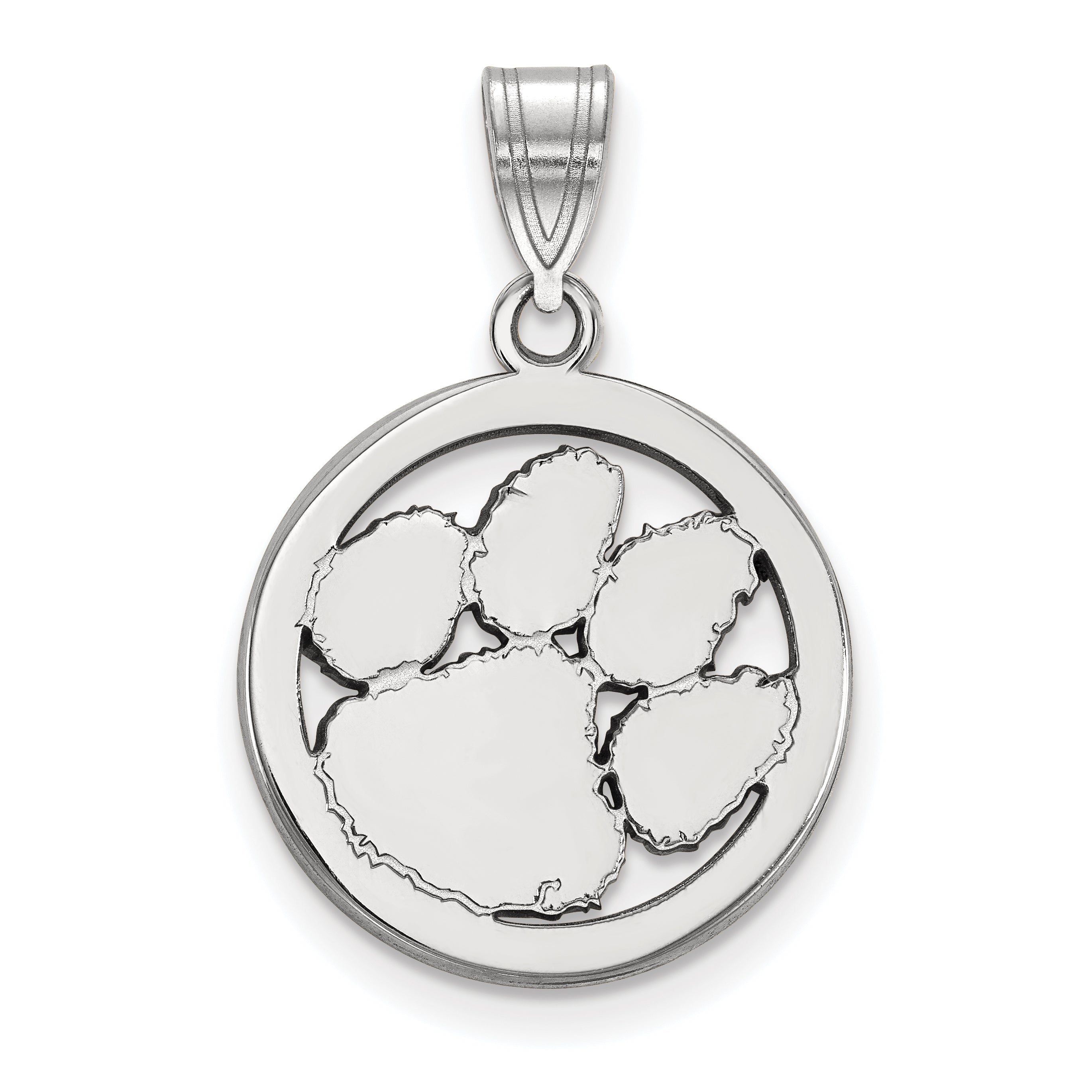 Sterlingsilber Rhodiniert Logoart Clemson University Tiger Paw Mittel Kreis Anhänger