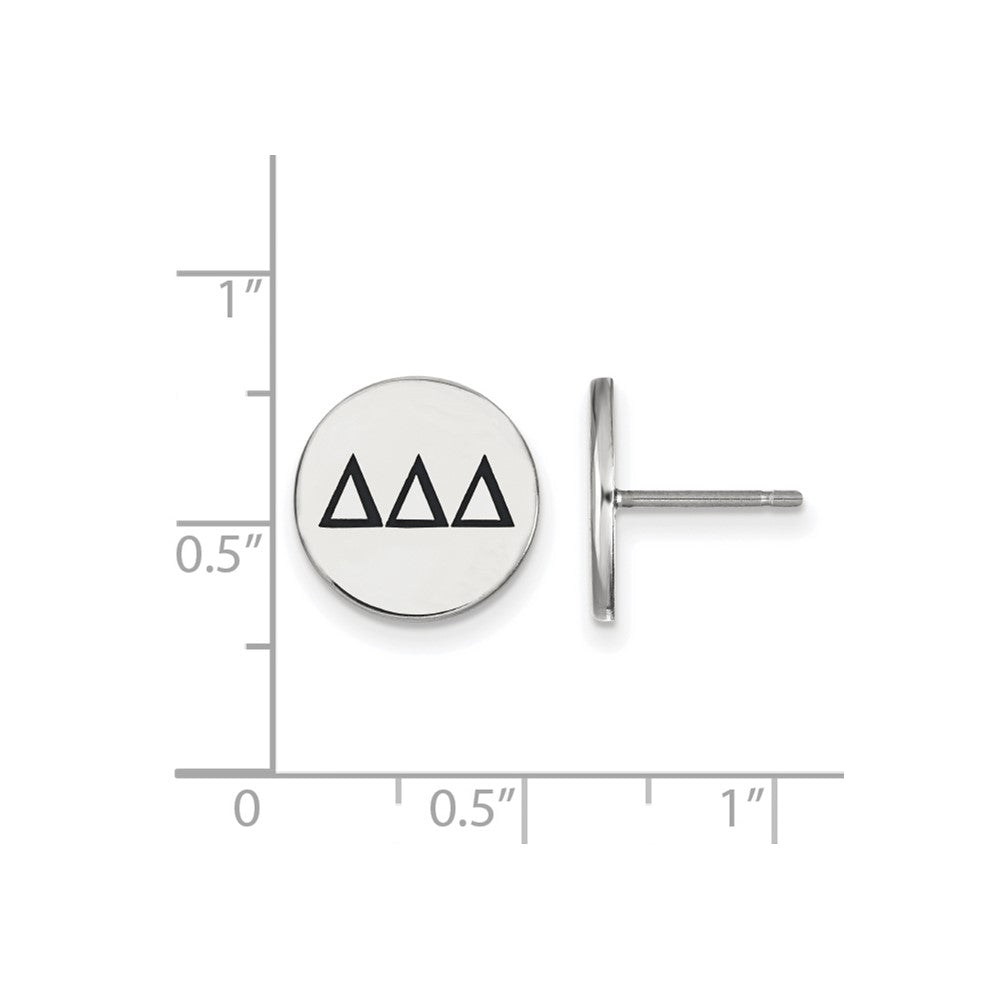 Sterlingsilber Rhodiniert Logoart Delta Sorority Greek Buchstaben Schwarz Emaille Ohrstecker