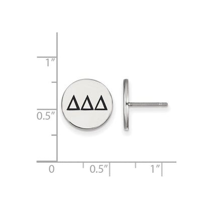 Sterlingsilber Rhodiniert Logoart Delta Sorority Greek Buchstaben Schwarz Emaille Ohrstecker