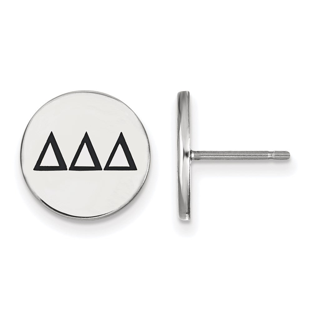 Sterlingsilber Rhodiniert Logoart Delta Sorority Greek Buchstaben Schwarz Emaille Ohrstecker