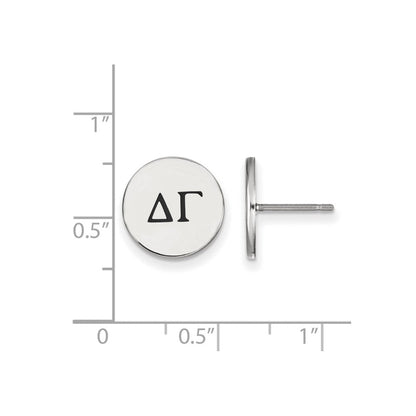 Sterlingsilber Rhodiniert Logoart Delta Gamma Sorority Greek Buchstaben Schwarz Emaille Ohrstecker
