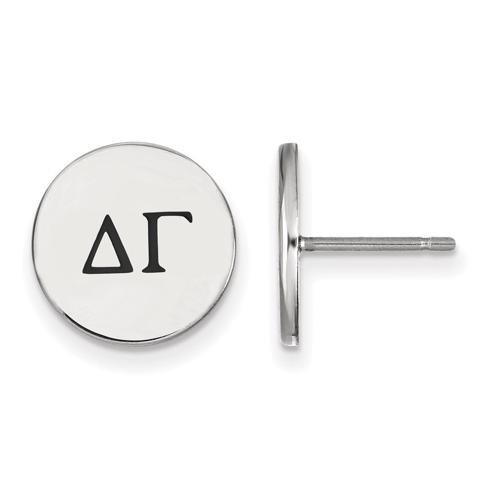 Sterlingsilber Rhodiniert Logoart Delta Gamma Sorority Greek Buchstaben Schwarz Emaille Ohrstecker
