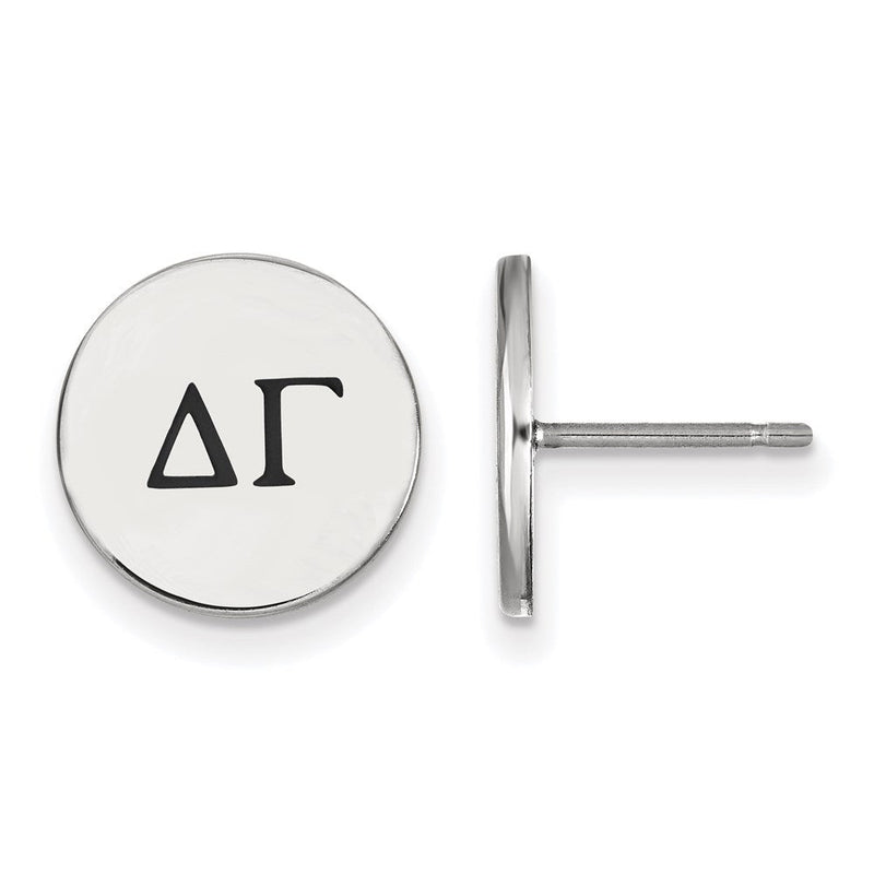 Sterlingsilber Rhodiniert Logoart Delta Gamma Sorority Greek Buchstaben Schwarz Emaille Ohrstecker