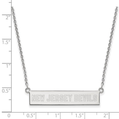 Sterlingsilber Rhodiniert Nhl Logoart New Trikot Devils Klein Stab 18 Zoll Halskette