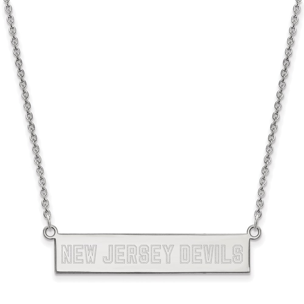 Sterlingsilber Rhodiniert Nhl Logoart New Trikot Devils Klein Stab 18 Zoll Halskette