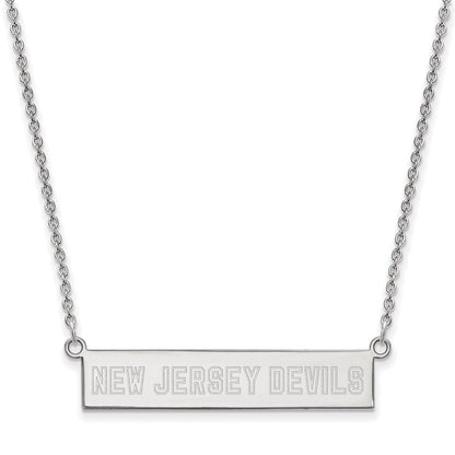 Sterlingsilber Rhodiniert Nhl Logoart New Trikot Devils Klein Stab 18 Zoll Halskette