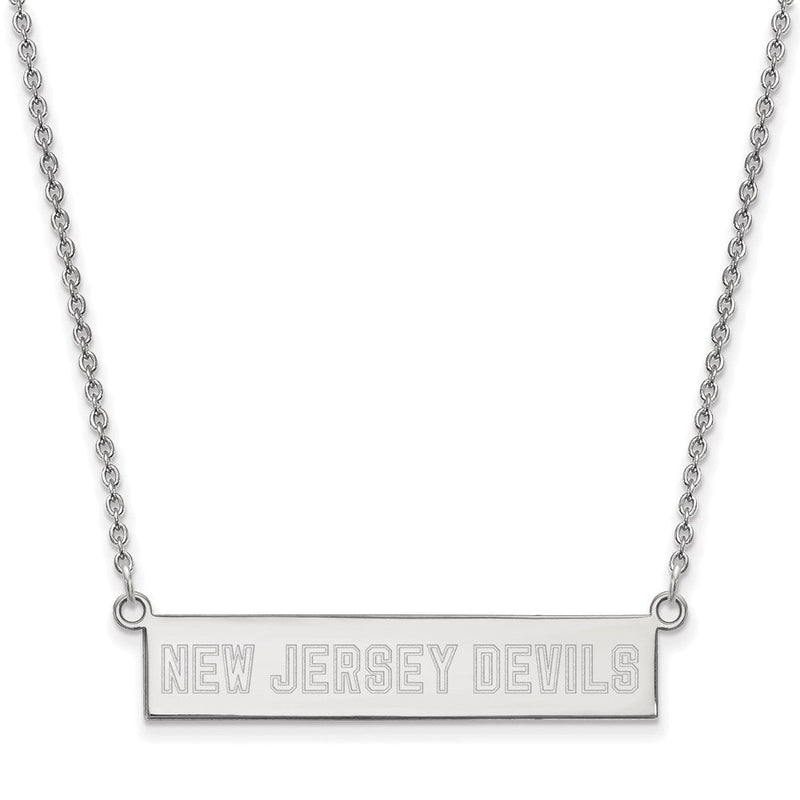 Sterlingsilber Rhodiniert Nhl Logoart New Trikot Devils Klein Stab 18 Zoll Halskette