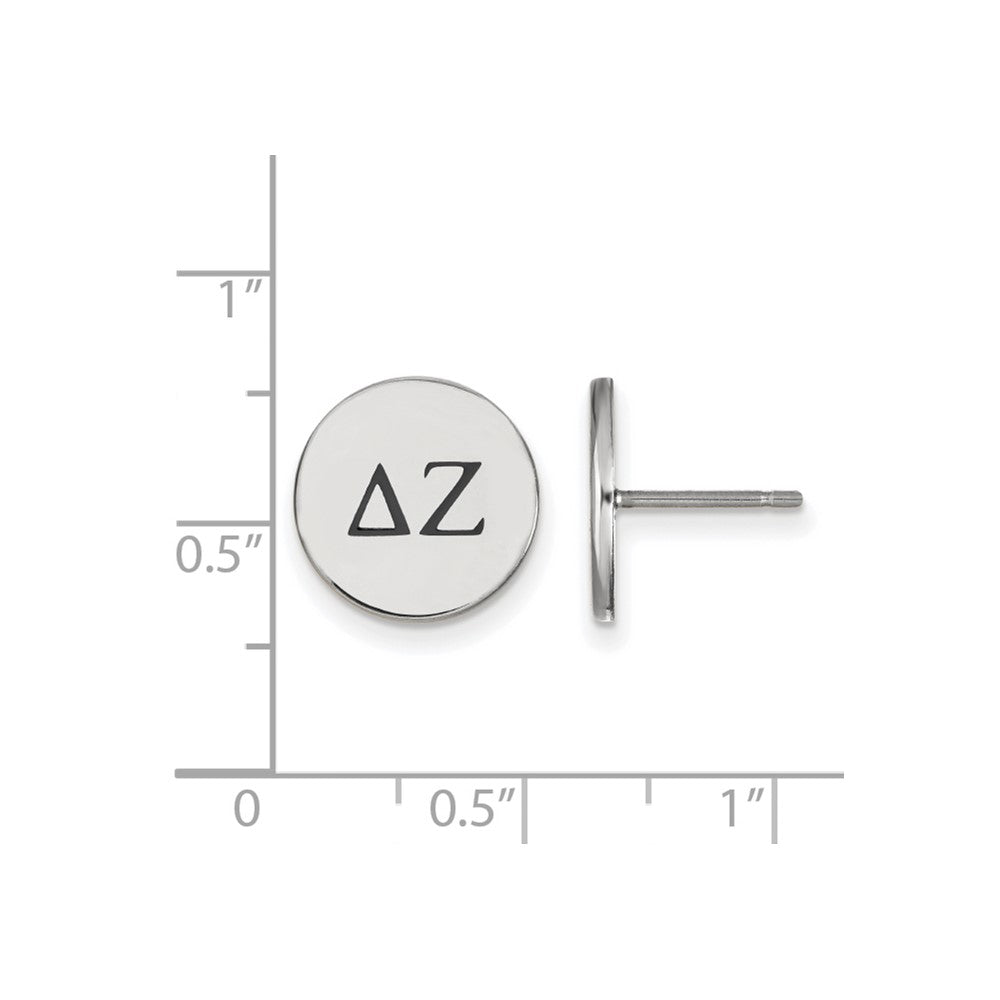 Sterlingsilber Rhodiniert Logoart Delta Zeta Sorority Greek Buchstaben Schwarz Emaille Ohrstecker