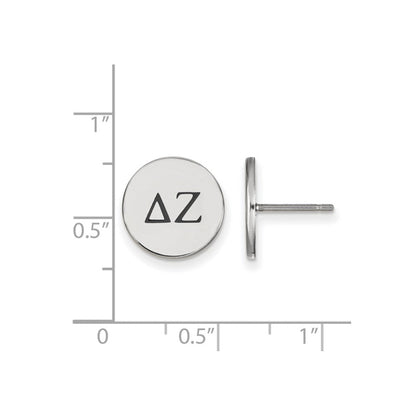 Sterlingsilber Rhodiniert Logoart Delta Zeta Sorority Greek Buchstaben Schwarz Emaille Ohrstecker