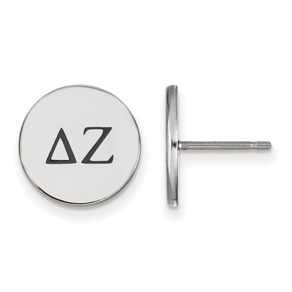 Sterlingsilber Rhodiniert Logoart Delta Zeta Sorority Greek Buchstaben Schwarz Emaille Ohrstecker