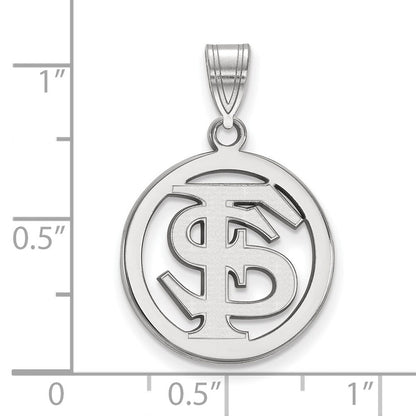 Sterlingsilber Rhodiniert Logoart Florida State University F S Mittel Kreis Anhänger
