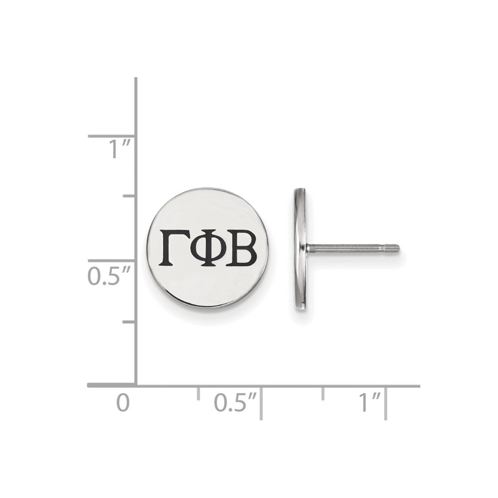 Sterlingsilber Rhodiniert Logoart Gamma Phi Beta Sorority Greek Buchstaben Schwarz Emaille Ohrstecker