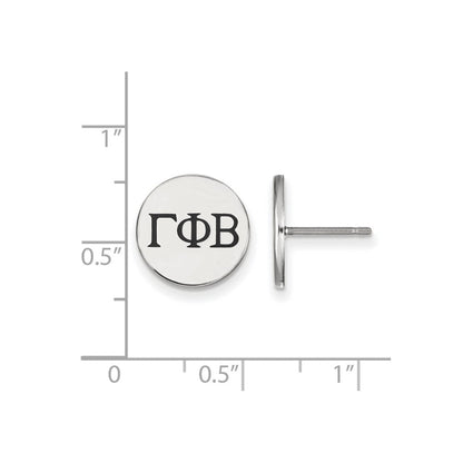 Sterlingsilber Rhodiniert Logoart Gamma Phi Beta Sorority Greek Buchstaben Schwarz Emaille Ohrstecker
