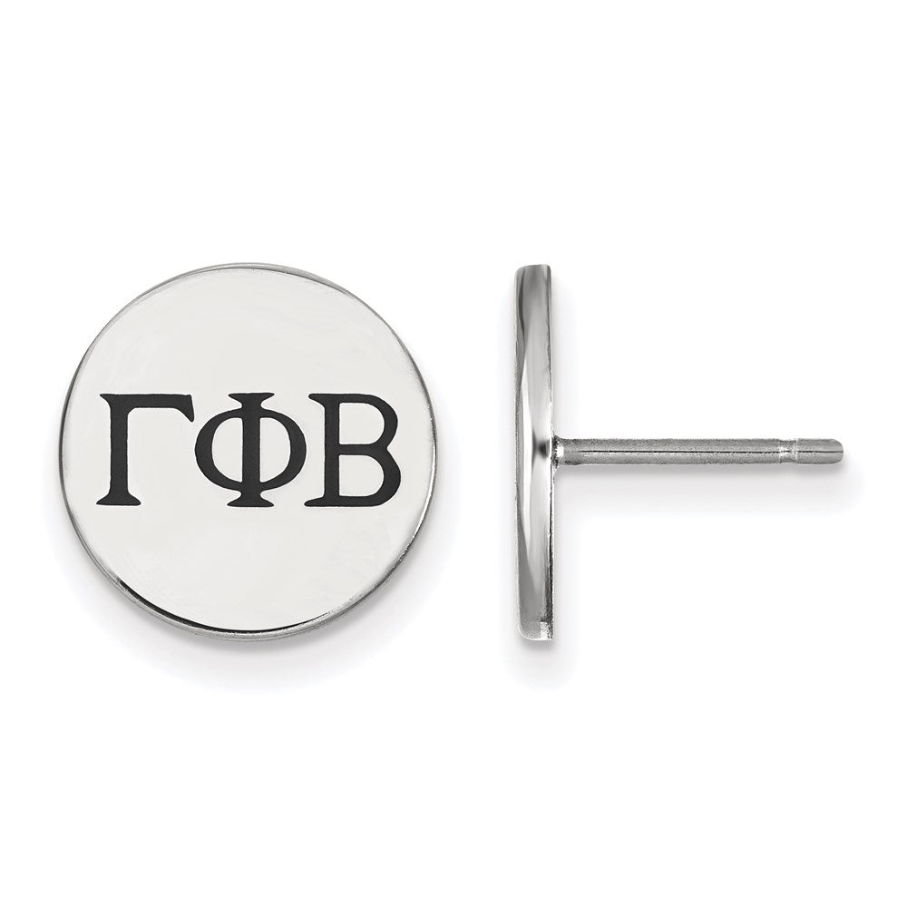 Sterlingsilber Rhodiniert Logoart Gamma Phi Beta Sorority Greek Buchstaben Schwarz Emaille Ohrstecker
