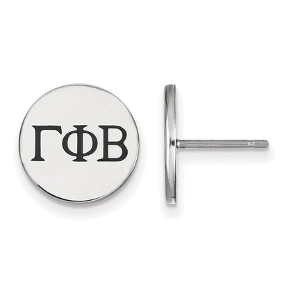 Sterlingsilber Rhodiniert Logoart Gamma Phi Beta Sorority Greek Buchstaben Schwarz Emaille Ohrstecker