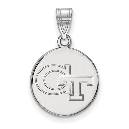 Sterlingsilber Rhodiniert Logoart Georgia Institut Of Technologie G T Mittel Plättchen Anhänger