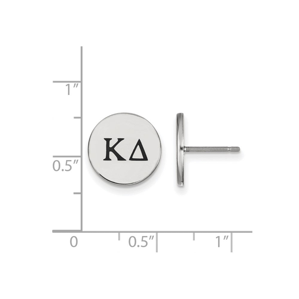 Sterlingsilber Rhodiniert Logoart Kappa Delta Sorority Greek Buchstaben Schwarz Emaille Ohrstecker