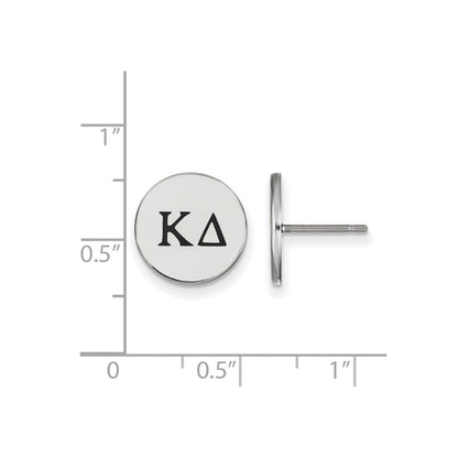 Sterlingsilber Rhodiniert Logoart Kappa Delta Sorority Greek Buchstaben Schwarz Emaille Ohrstecker