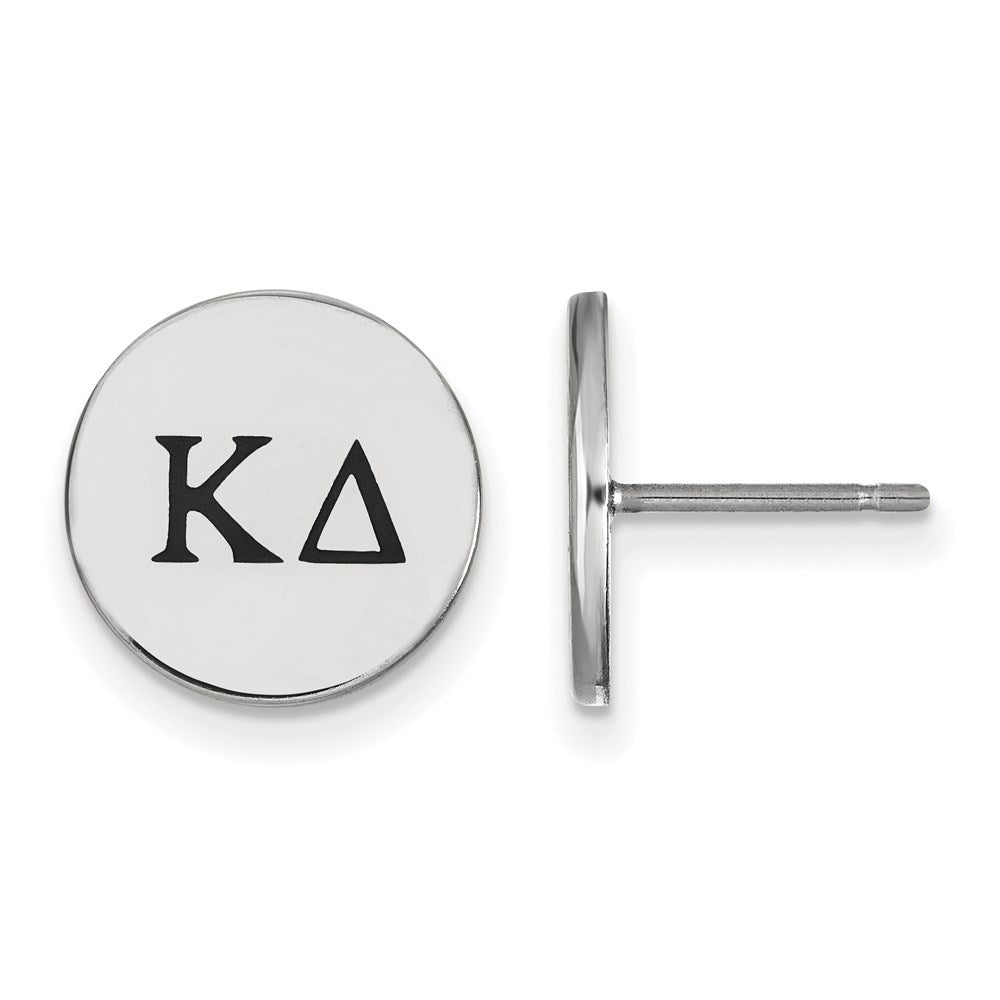 Sterlingsilber Rhodiniert Logoart Kappa Delta Sorority Greek Buchstaben Schwarz Emaille Ohrstecker