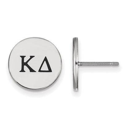 Sterlingsilber Rhodiniert Logoart Kappa Delta Sorority Greek Buchstaben Schwarz Emaille Ohrstecker