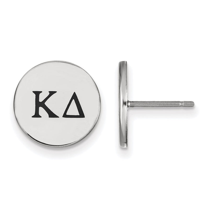 Sterlingsilber Rhodiniert Logoart Kappa Delta Sorority Greek Buchstaben Schwarz Emaille Ohrstecker