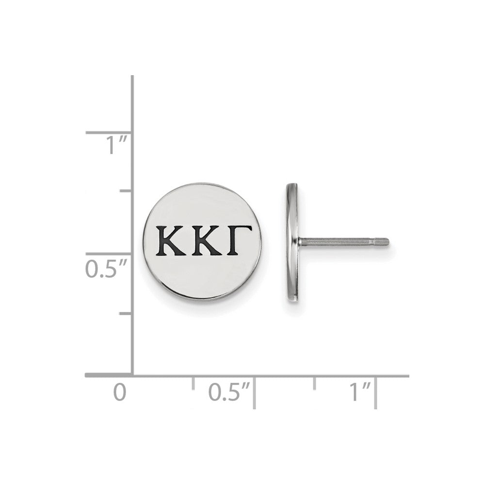 Sterlingsilber Rhodiniert Logoart Kappa Gamma Sorority Greek Buchstaben Schwarz Emaille Ohrstecker
