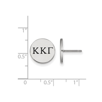 Sterlingsilber Rhodiniert Logoart Kappa Gamma Sorority Greek Buchstaben Schwarz Emaille Ohrstecker
