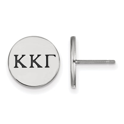Sterlingsilber Rhodiniert Logoart Kappa Gamma Sorority Greek Buchstaben Schwarz Emaille Ohrstecker