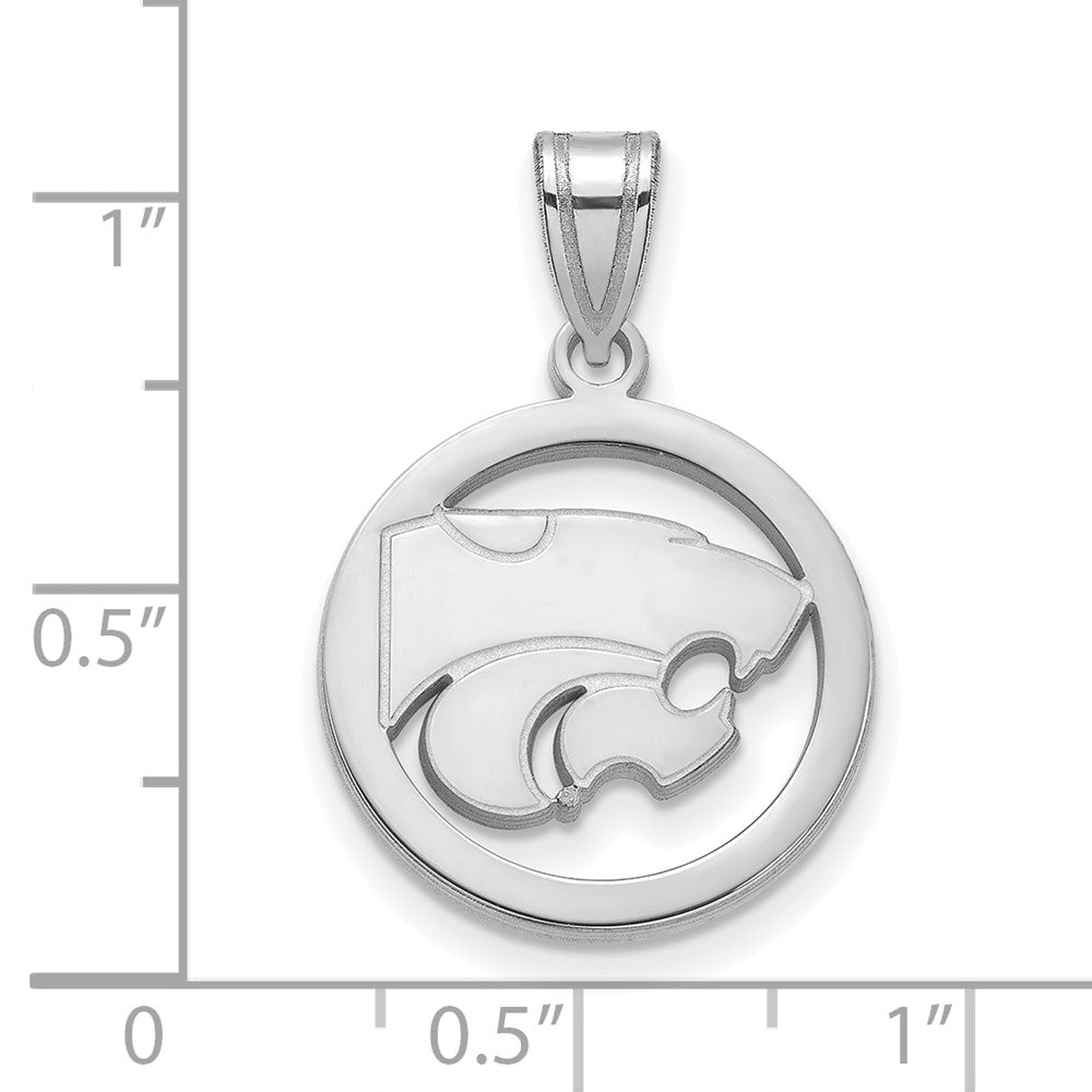 Sterlingsilber Rhodiniert Logoart Kansas State University Wildkatze Mittel Kreis Anhänger