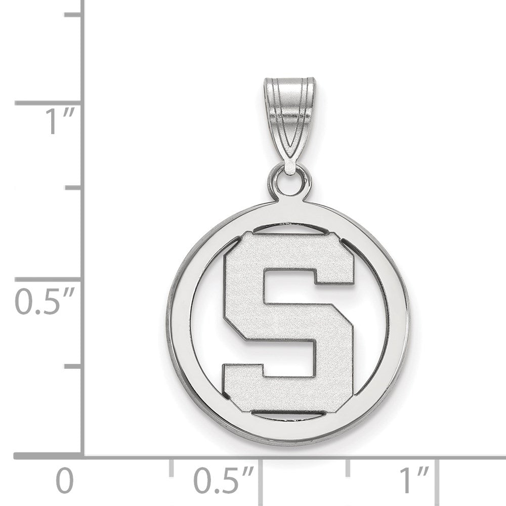 Sterlingsilber Rhodiniert Logoart Michigan State University Buchstabe S Klein Kreis Anhänger