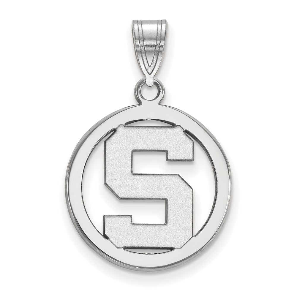 Sterlingsilber Rhodiniert Logoart Michigan State University Buchstabe S Klein Kreis Anhänger